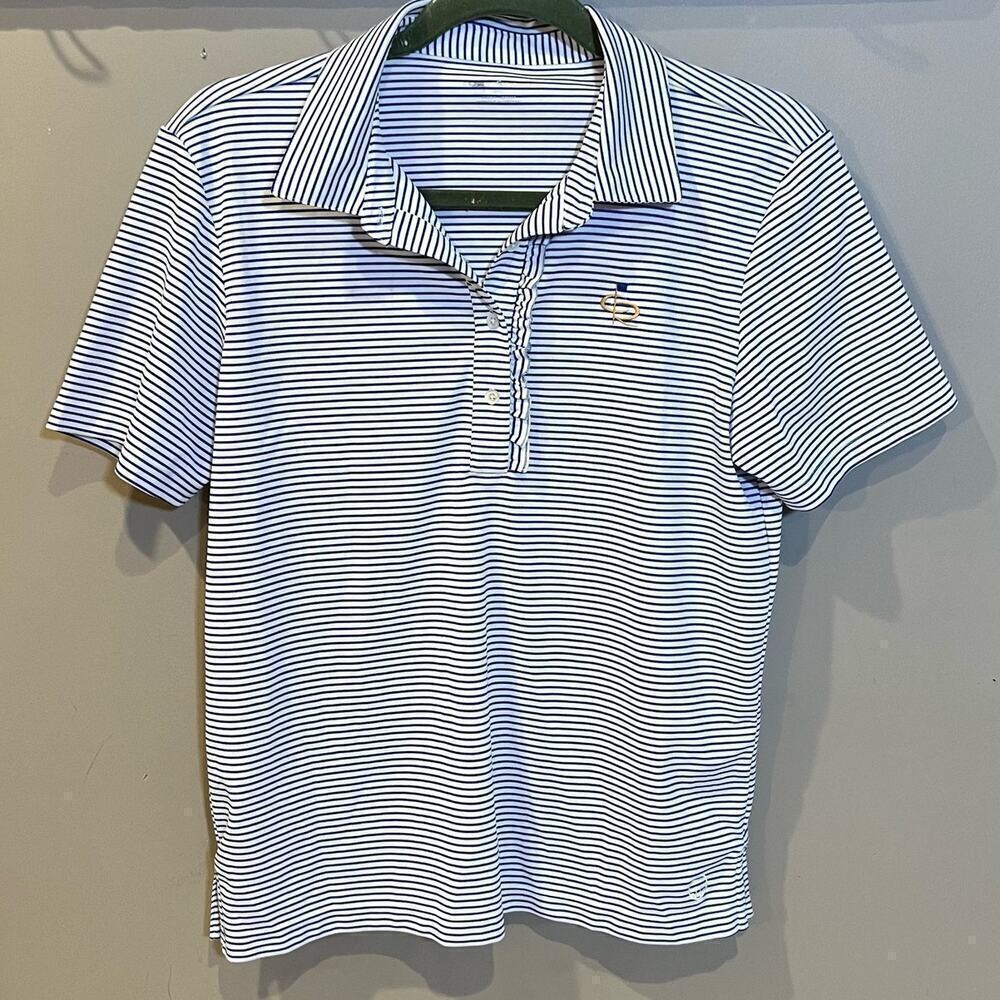 Tory Sport Women's Golf Polo Size Medium Champion's Retreat Logo Stretch Ruffle